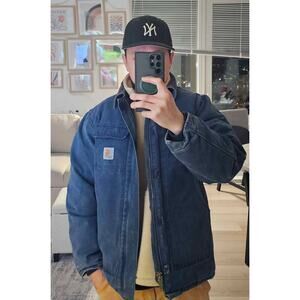 Vintage Carhartt Navy Blue Arctic Duck Canvas Jacket (Faded and Distressed)